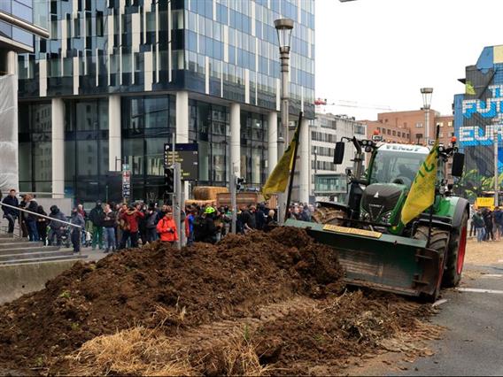 Хаос во Брисел: Сточарите фрлија арско ѓубре на улиците и прскаа по зградите (ВИДЕО)